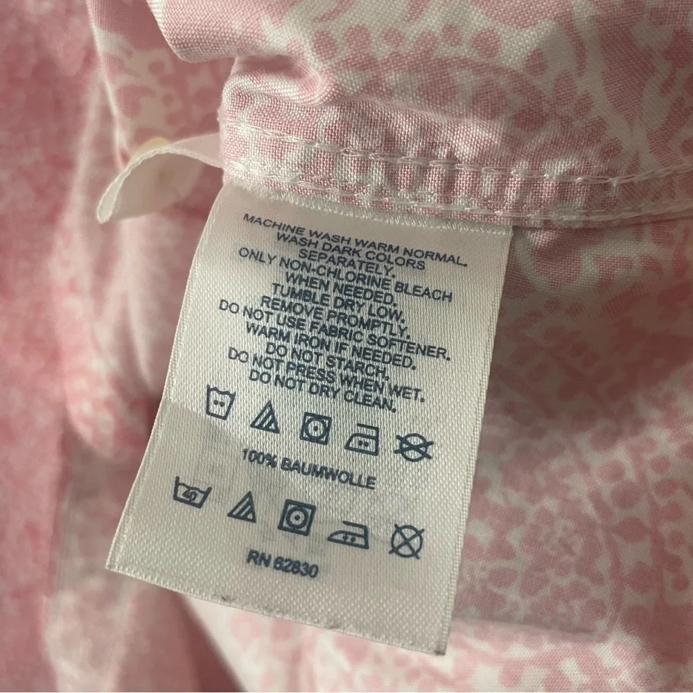 Lands End Pink Print Button Up Shirt Sz 6 - Picture 4 of 5